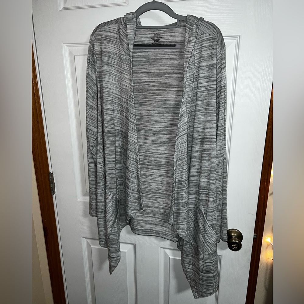 Gray hooded cardigan